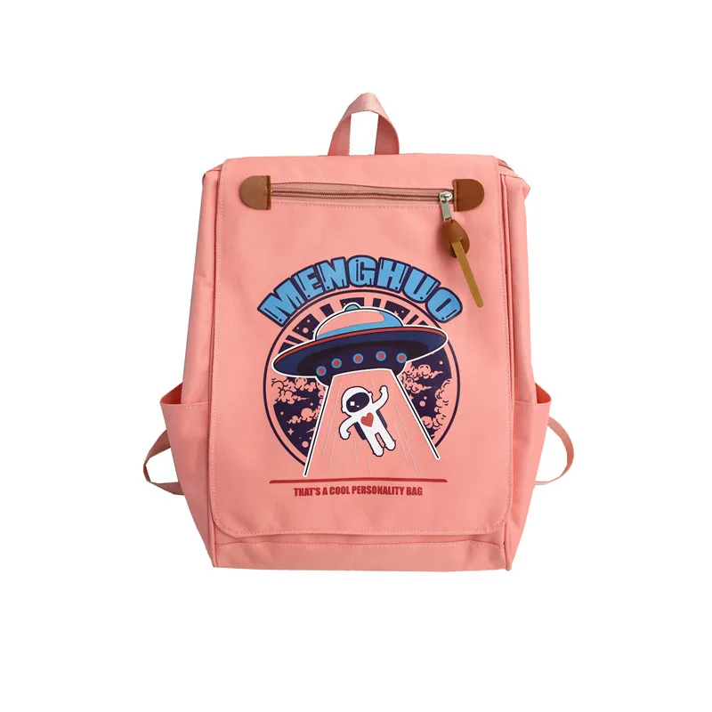 Pink Menghuo, новинка, женский рюкзак, школьная сумка, мультяшный принт, женский рюкзак на плечо для ноутбука, сумка для девочек-подростков, mochila mujer - Цвет: Pink