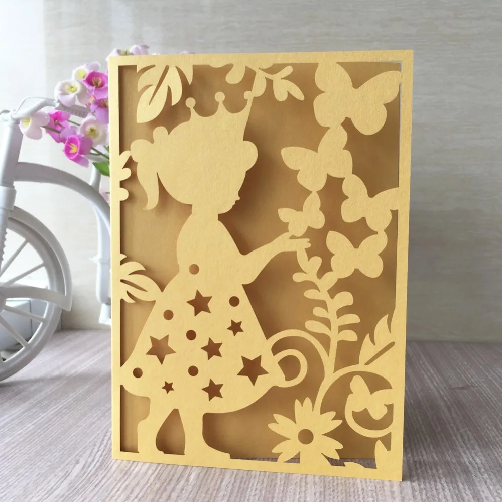

30pcs/lot Delicate Carved Girl Pattern Invitations Card Event Party Supplies Birthday Party Invitations Gift Card