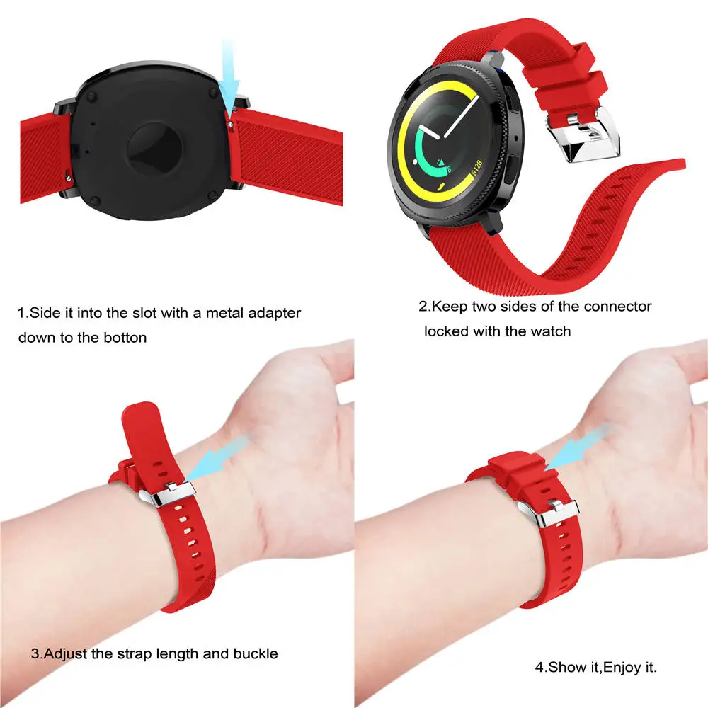 Спортивный силиконовый ремешок для часов samsung gear Sport 20 мм, ремешок на запястье, сменный ремешок, модный легкий ремешок для часов, новинка