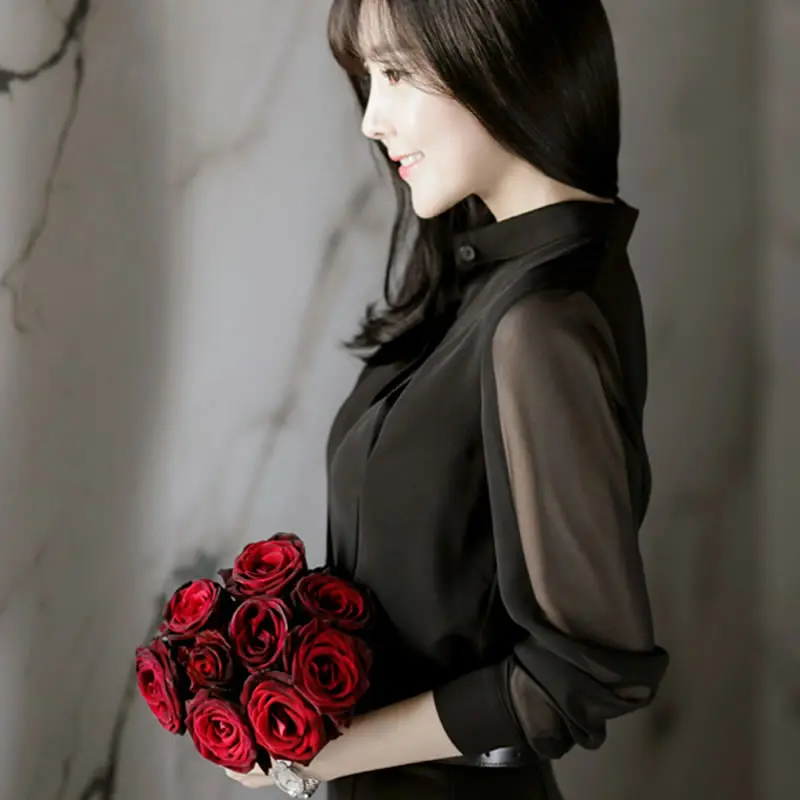 Модная весенняя профессиональная характерная блузка шифоновая рубашка с