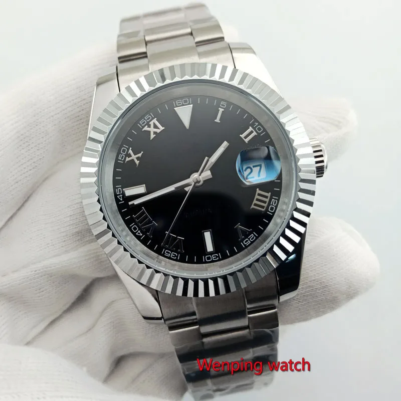 STYLE 2 40 мм Bliger, без логотипа, серебристый, белый, черный, синий циферблат, Твердый Чехол, особая Дата, окно сапфировое стекло, автоматические мужские часы W2888 - Цвет: STYLE 2