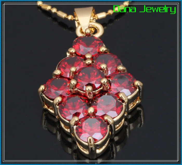 Ювелирные изделия комплекты Красный Гранат Циркон Подвески/Кольцо/Серьги