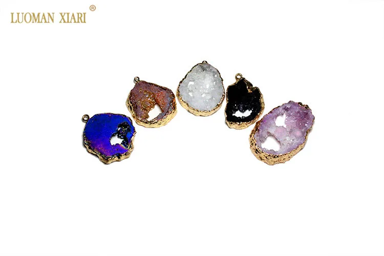 Уникальный натуральный кристалл Drusy, кулон, неровный геодный камень, кулон для самостоятельного изготовления ювелирных изделий, модное ожерелье, серьги