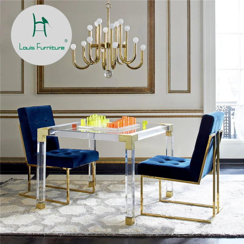 

Louis fashion Living Room Chairs Stainless steel modern simple leisure study computer hotel coffee single piano paint desk