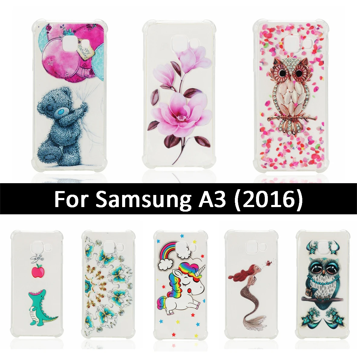 ТПУ чехол для Samsung Galaxy A3 2016 A310 A310F противоударный мягкий силиконовый милый Fundas A 3 310