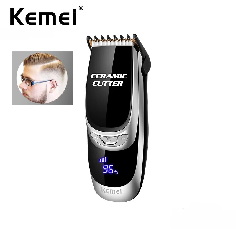 Kemei ЖК мини мужской триммер для волос USB электрическая портативная машинка