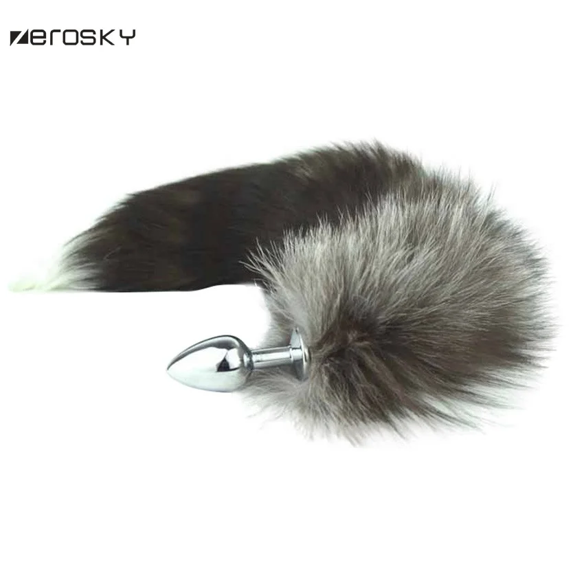 Большая Анальная пробка с лисьим хвостом из нержавеющей стали анальная кошачьим