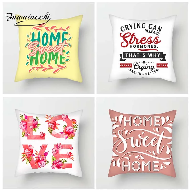 Fuwatacchi чехол для подушки с буквами поздравительные слова наволочка фразы