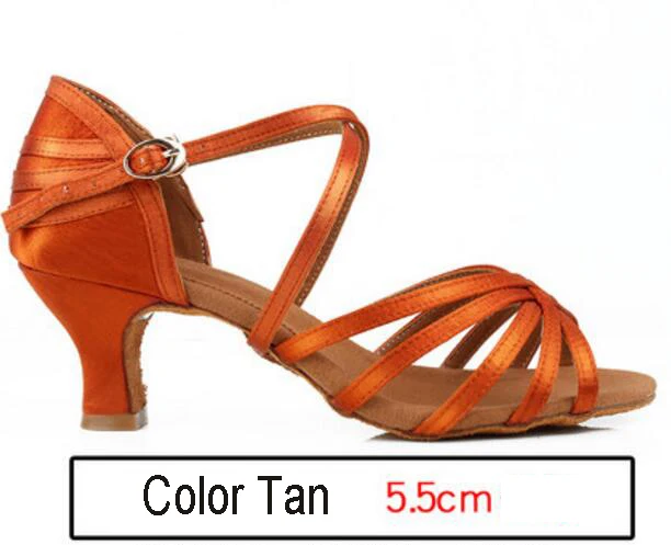 Tan 5.5cm Heel Женская Профессиональная обувь для латинских танцев, сальсы, Танго, бальных, самбы, танцевальная обувь, женские туфли на высоком каблуке, мягкие туфли для танцев 5 см/6 см/7 см/8 см - Цвет: Tan 5.5cm Heel