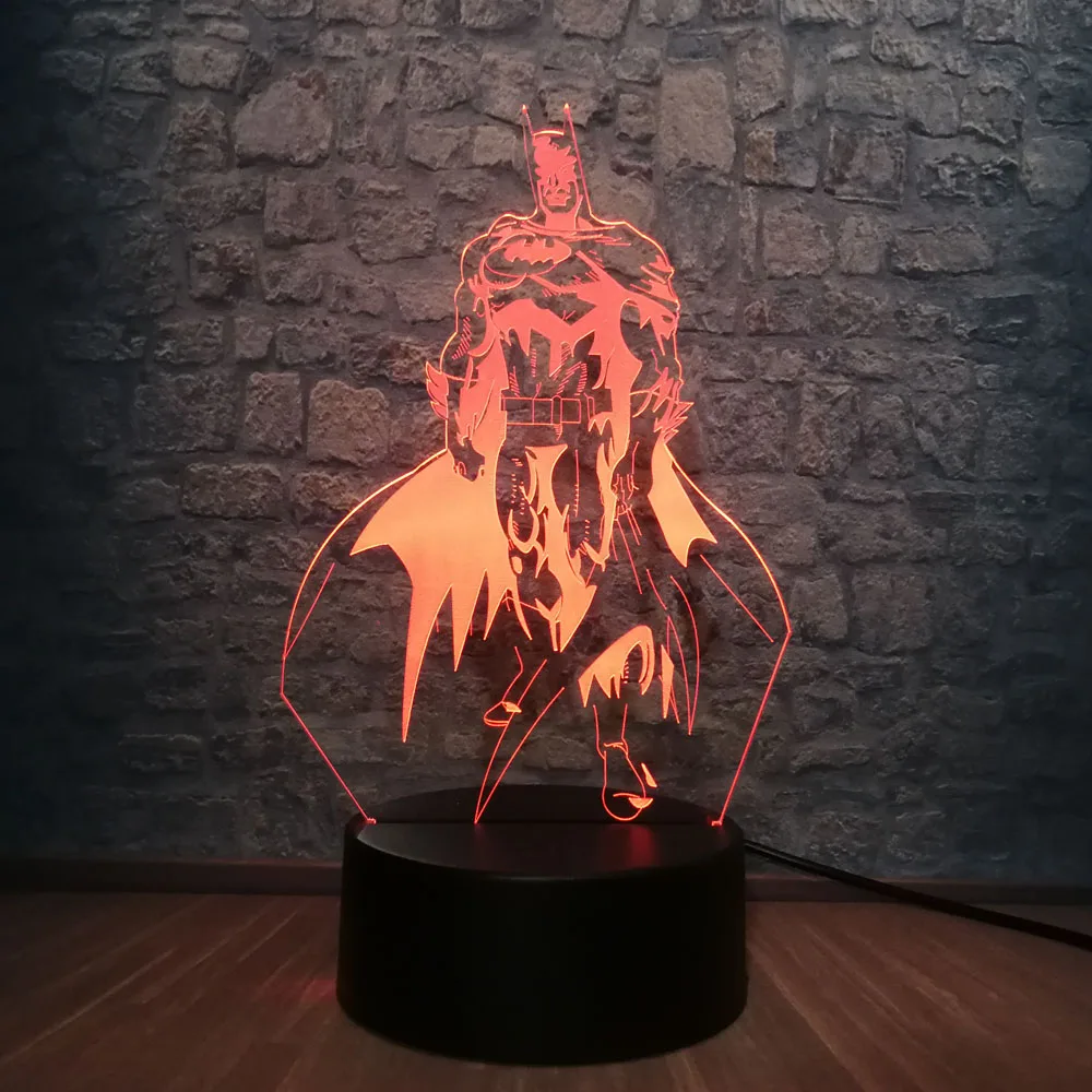 3D Светодиодная лампа Marvel мультяшная фигурка Бэтмена ночной Светильник для