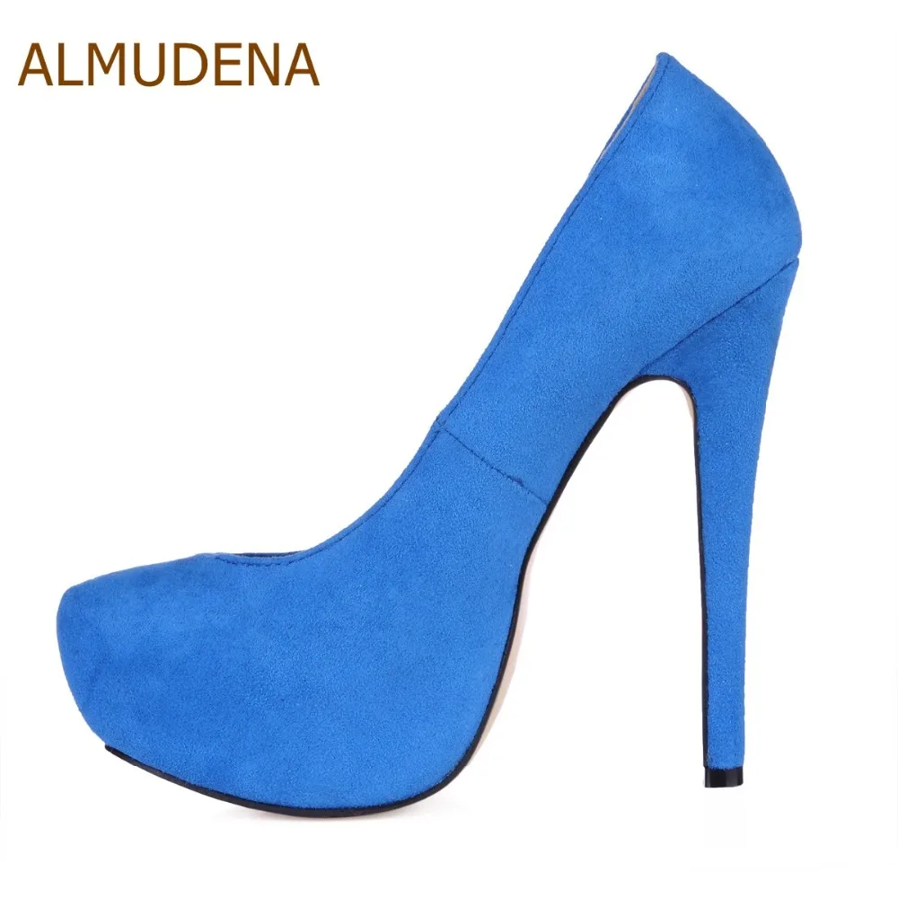 ALMUDENA/Новое поступление замшевые модельные туфли лодочки на платформе цвет