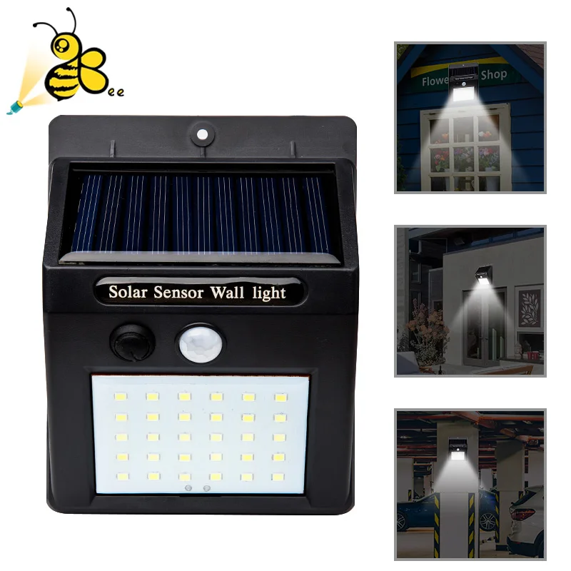 Пчелы освещение LED Солнечная энергия PIR датчик движения настенный светильник 20