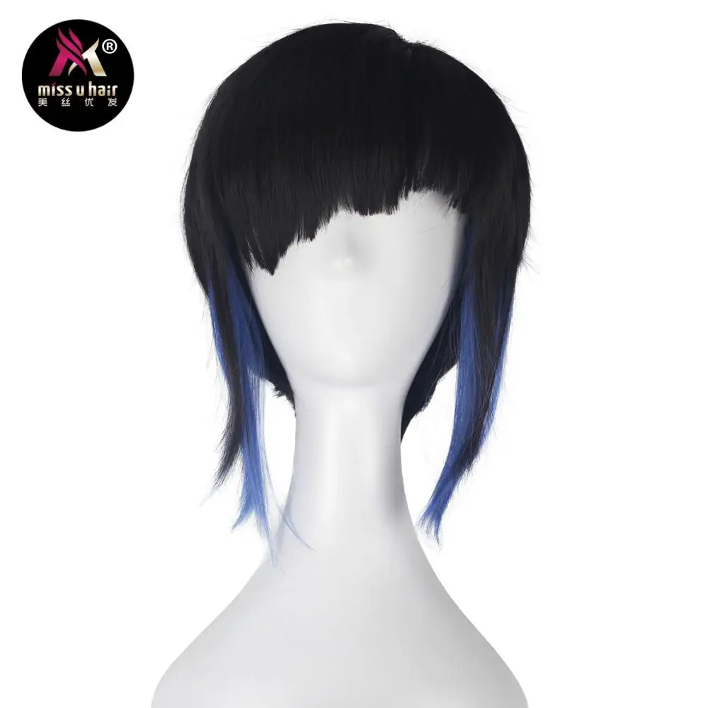 C379 Miss U Hair Girl Синтетические длинные завитые розовые черные Серебристые серые цвета игры Косплей Полный парик для взрослых Хэллоуин вечерние ролевые волосы - Цвет: C379