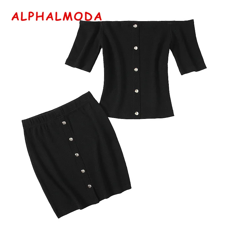 Женский комплект ALPHALMODA однобортный пуловер с коротким рукавом и короткая