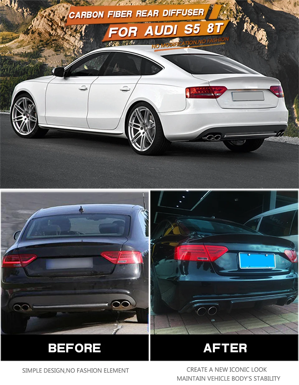 Автомобильный задний бампер диффузор спойлер для Audi A5 Sline S5 Coupe 2012- трансформер не A5 стандарт карбоновое волокно