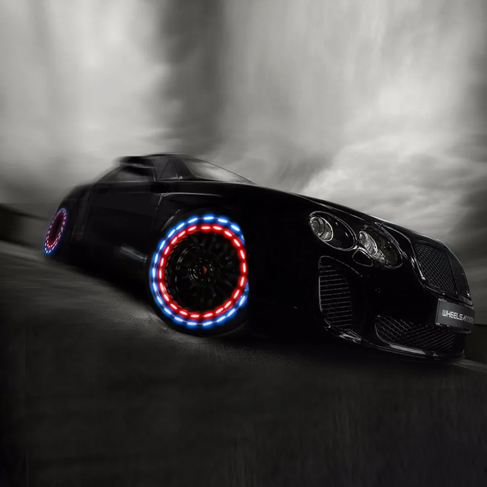 

Geetans 4pcs solar Waterproof wheel light Auto LED Flash Tire gas nozzle cover lamp ring Wind Wheel LED Easy Install DF