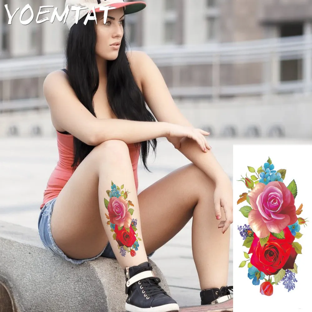 lifelike cherry blossoms arm shoulder tattoo stickers flash henna fake waterproof temporary tattoos sticker women on body | Красота и