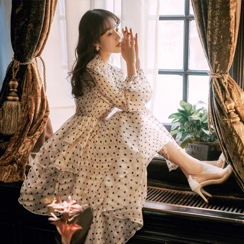 Женское винтажное платье торт Fitaylor в горошек длиной до щиколотки с высокой