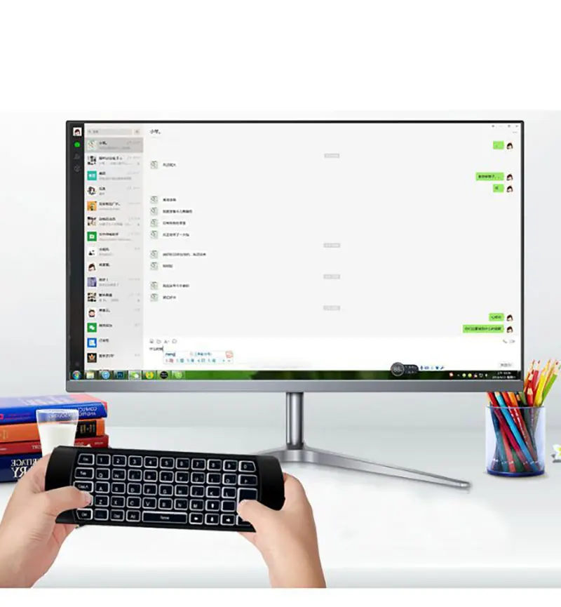 Мини 2,4 ГГц Беспроводная QWERTY клавиатура воздушная мышь ручной пульт дистанционного управления 6 Gxes гироскоп для мини ПК ТВ коробка