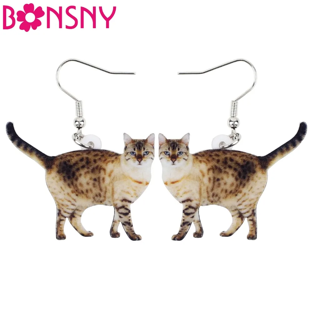 Bonsny акриловые Мультяшные котята котенка большие длинные висячие серьги Модные