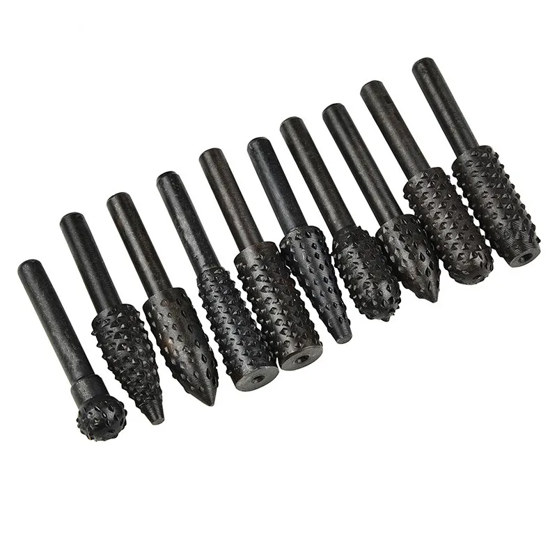 

10 Pc Woodworking Electric Rotary File Carving Cutter Hard Wood Carving Cutter Root-carved tea tray