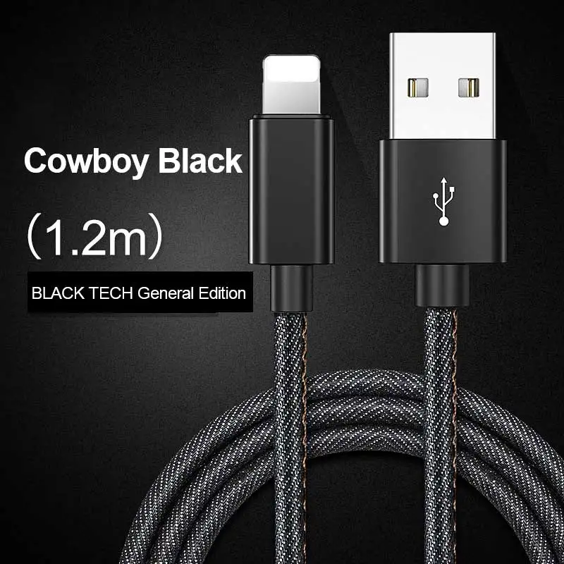 GUSGU 2в1 ковбойский ткацкий кабель для iPhone X 8 plus 7 6 5 Mirco USB кабель для Android Быстрый зарядный кабель для Apple и Android - Цвет: Black 1.2m