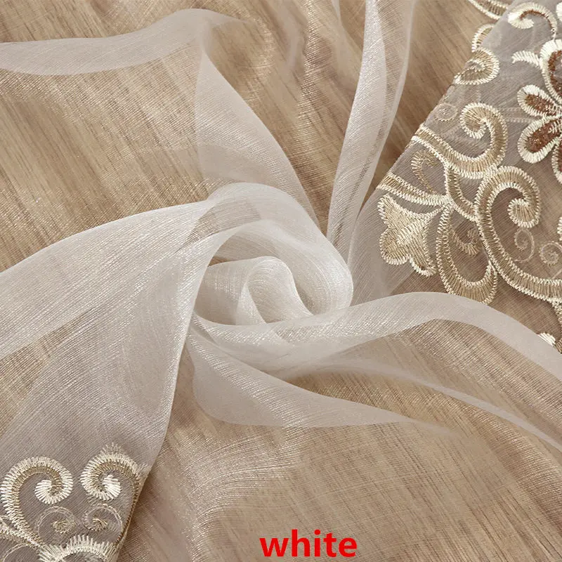 White Tulle Роскошный Европейский вышитый бежевый тюль, занавески для гостиной, балкона, белая вуаль, отвесные занавески, ткань для спальни WP160#30 - Цвет: White Tulle