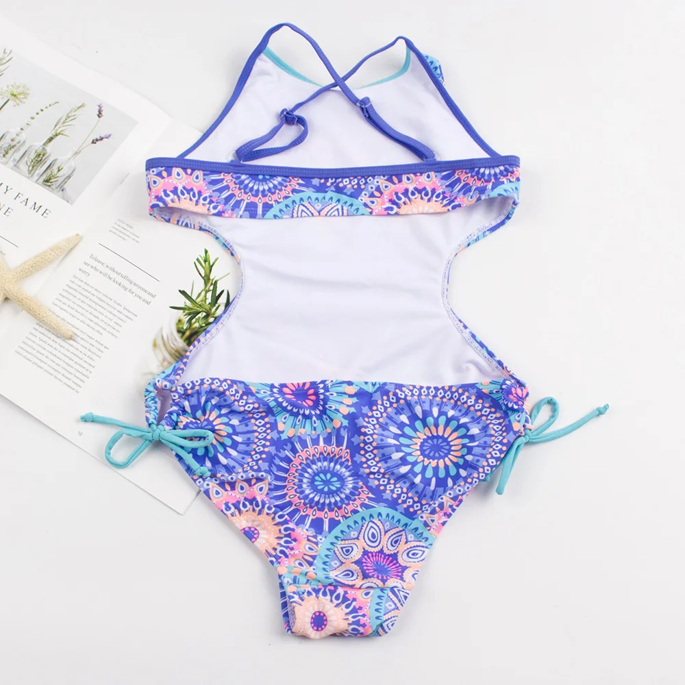 2 вида цветов купальный костюм для девочек в ретро стиле бандаж детский купальник