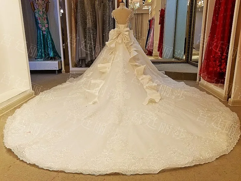 2018 роскошное бальное платье из органзы с вышивкой и длинным хвостом Свадебные