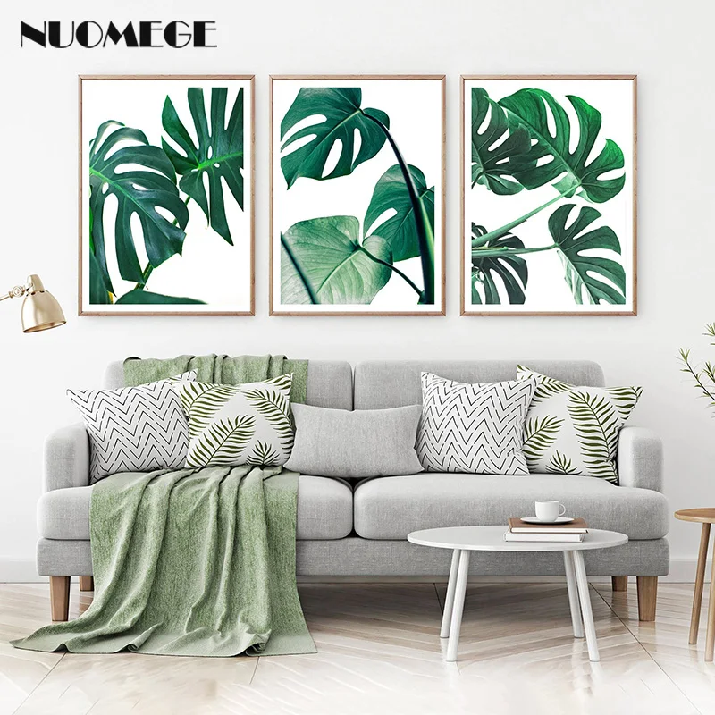 

Green Palm Leaf Wall Art Prints Smile Benefits Canvas Painting Minimalist Quote Poster Wall Picture for Living Room Home Decor