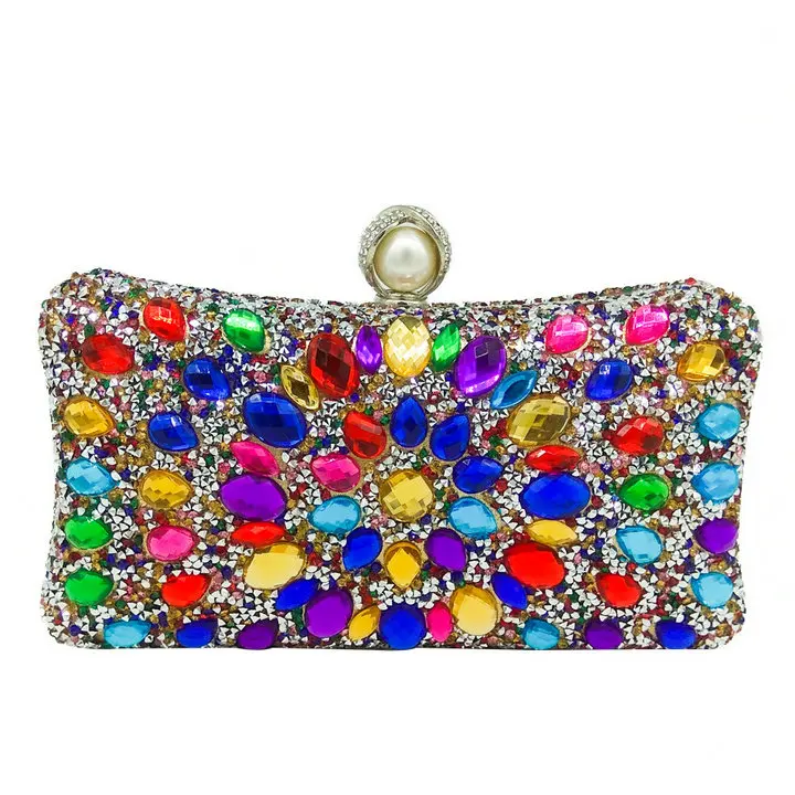 Gold Crystal Bag Бутик De FGG Hot-Fixed разноцветные стразы женский черный вечерний клатч жемчужный Свадебный вечерний коктейльный сумка со стразами - Цвет: Gold Crystal Bag