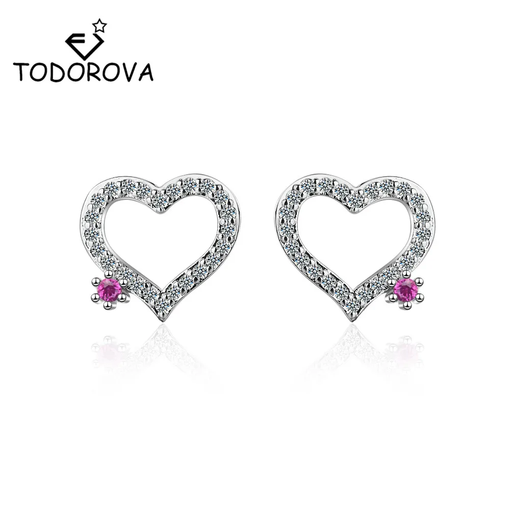 Todorova женские корейские модные серьги гвоздики с искусственным сердцем для