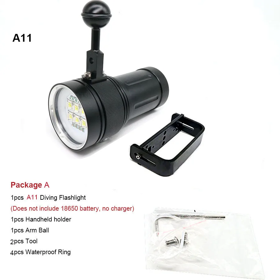 Светодиодный светильник для дайвинга 6 CREE XHP70/90 светодиодный светильник для фото и видео 100 лм подводный м водонепроницаемый тактический фонарь