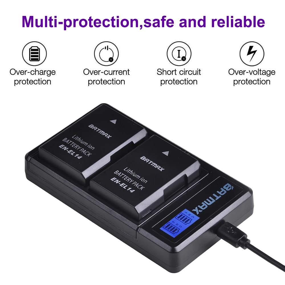 Аккумулятор для камеры EN EL14 EL14a ЖК дисплей зарядное устройство USB Nikon P7800 P7700 P7100 P7000