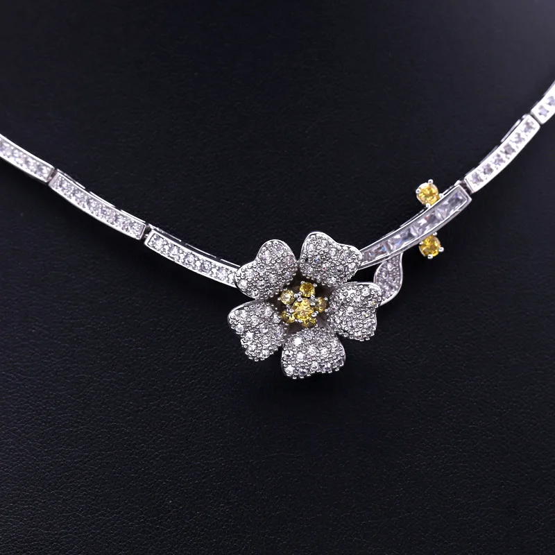 4 цвета на выбор AAA кубический циркон цветок свадебные наборы ювелирных изделий