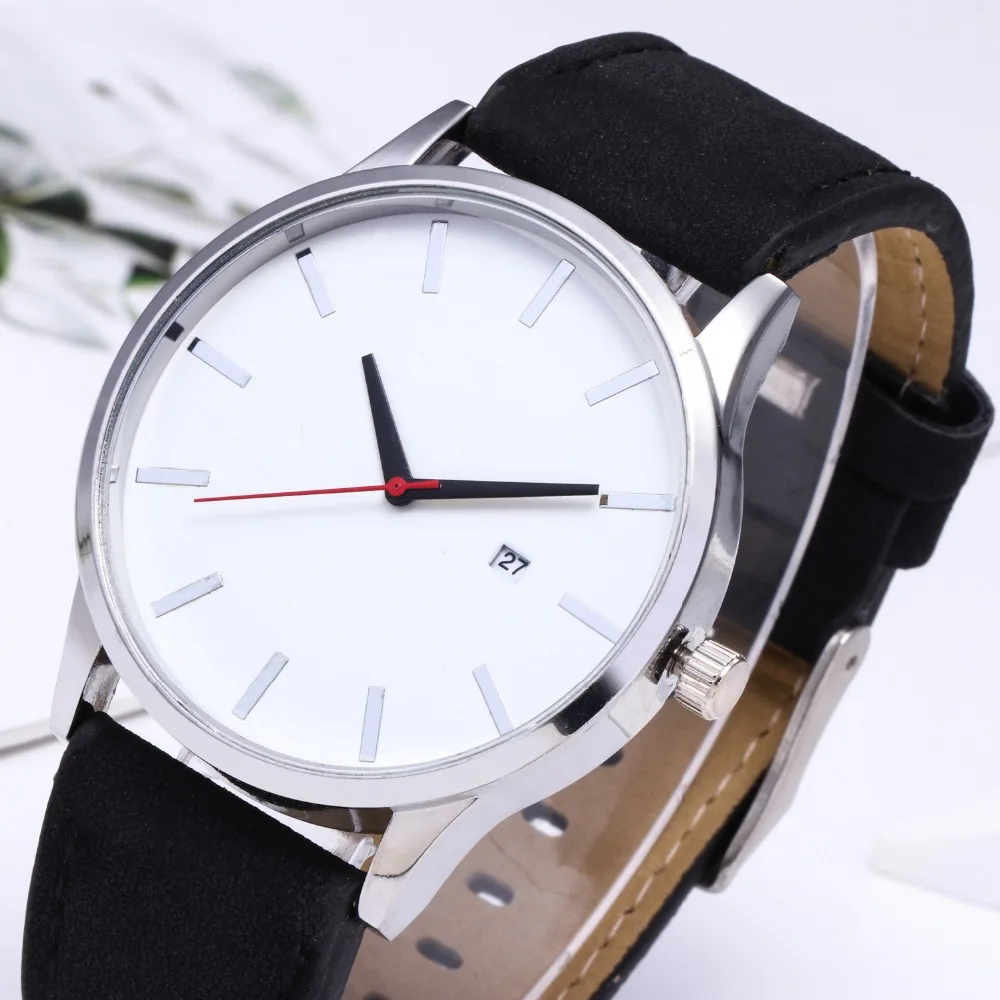 Reloj 2018 Модные кварцевые мужские часы с большим циферблатом кожаные спортивные