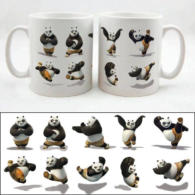 New Year Gifts For Children Kung Fu Moves Printing Coffee Mugs and Cups With Panda Emoticons Products | Дом и сад