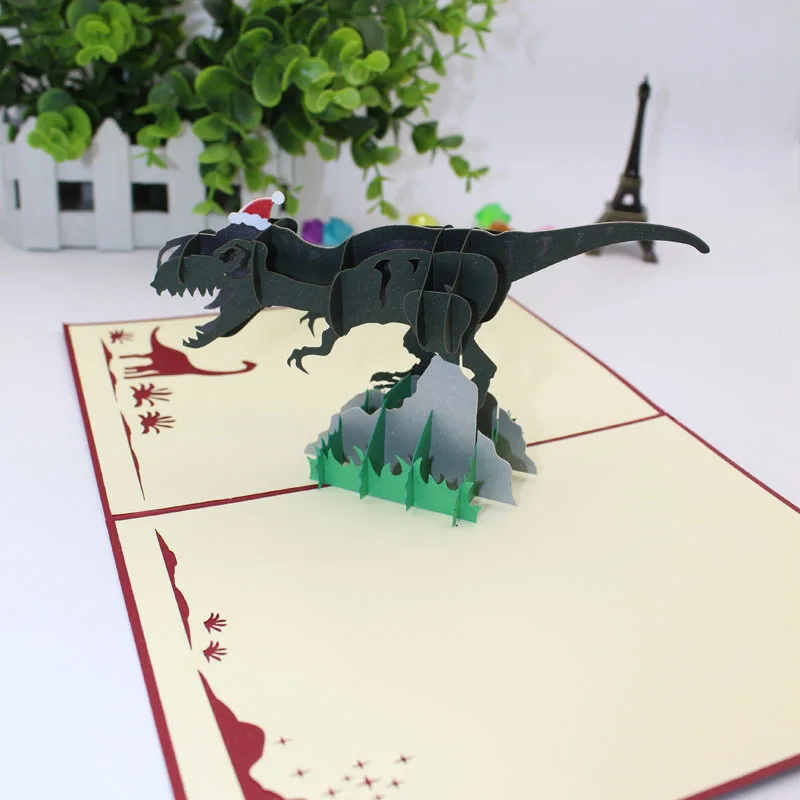 3D Рождественская вечеринка пригласительная карта Динозавр Детская креативная
