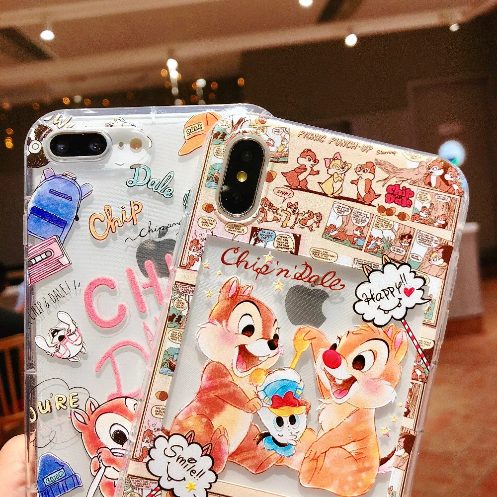 Чехол с милым чипом для iPhone 11 pro X XS MAX XR из мягкого ТПУ прозрачной белкой Brother чехол