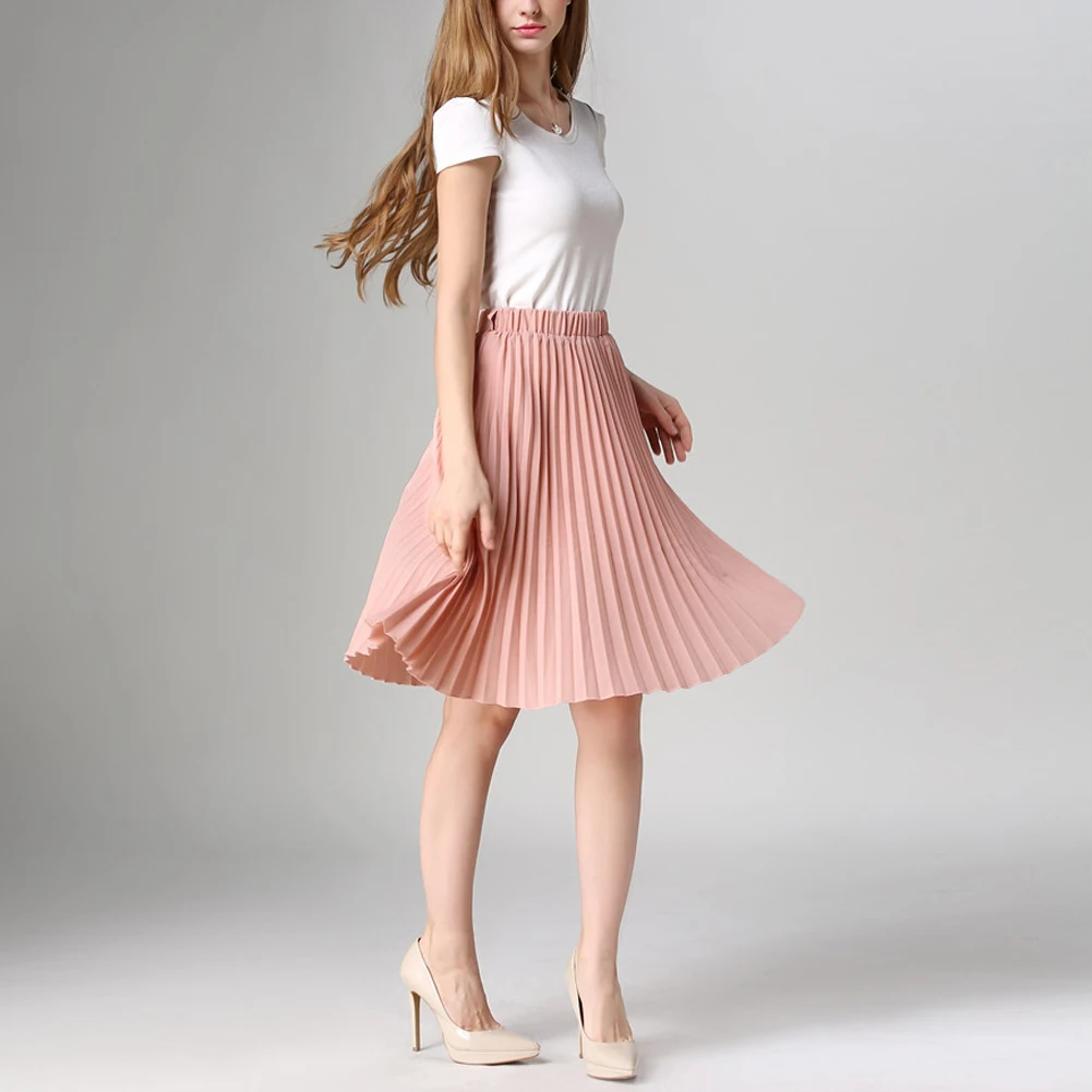 Модная элегантная плиссированная юбка Осень зима 2017 шифоновая тонкая с высокой