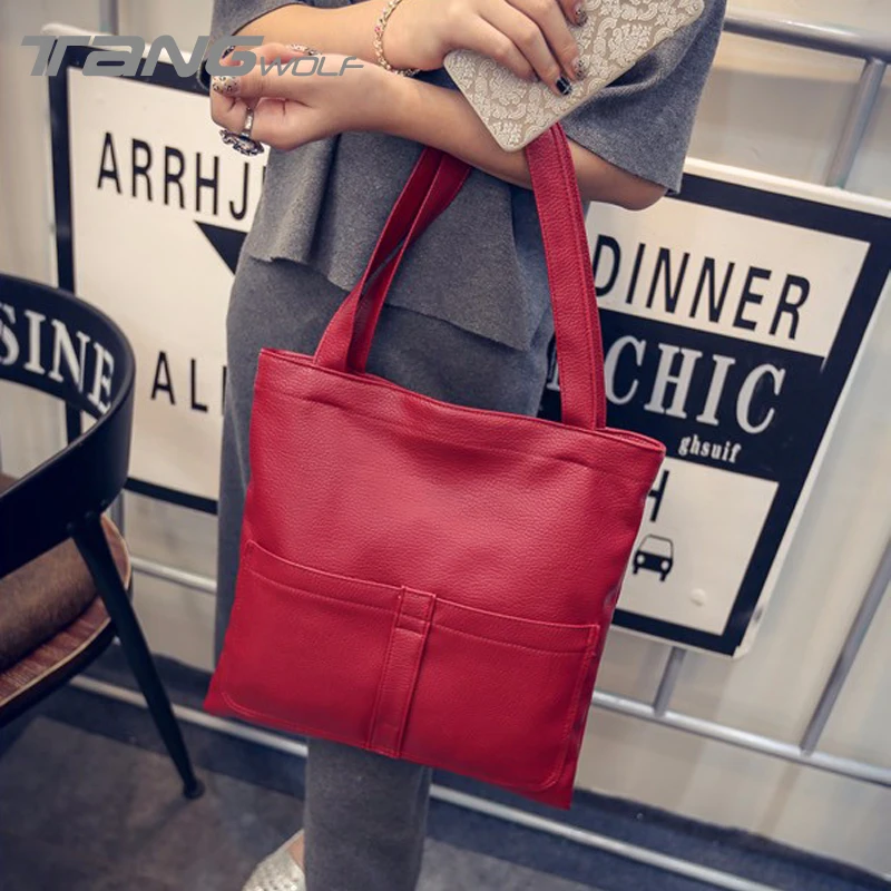 2023 New Women's Handbags High-Quality European And American Vintage Minimalist High-Capacity Tote Bag Pu Leather Shoulder Bags