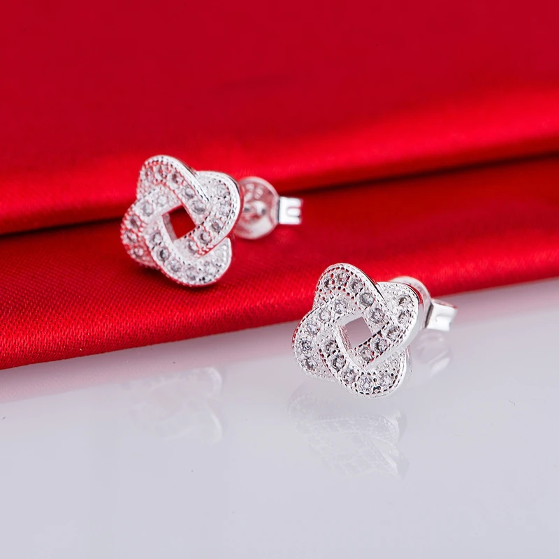 Посеребренные серьги серебряные модные ювелирные изделия Переплетенные