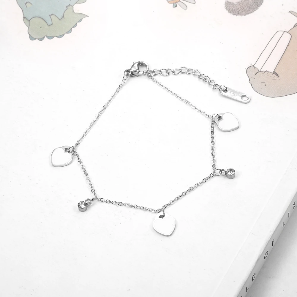 Ювелирные изделия из нержавеющей стали braclet сердце счастливое очарование цепь