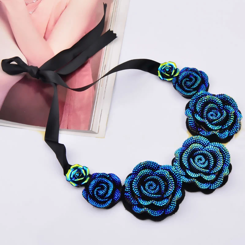 ZHINI Maxi Flower Choker Necklaces New Fashion Boho Jewelry Display Big Statement Pendants Necklace for Women Accessories C56506 | Украшения