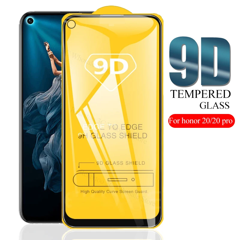 

9D Full Glue on honor 20 Glass safety tempered Glass For huawei honor 20 pro protective glas honor20 20pro screen protector Film