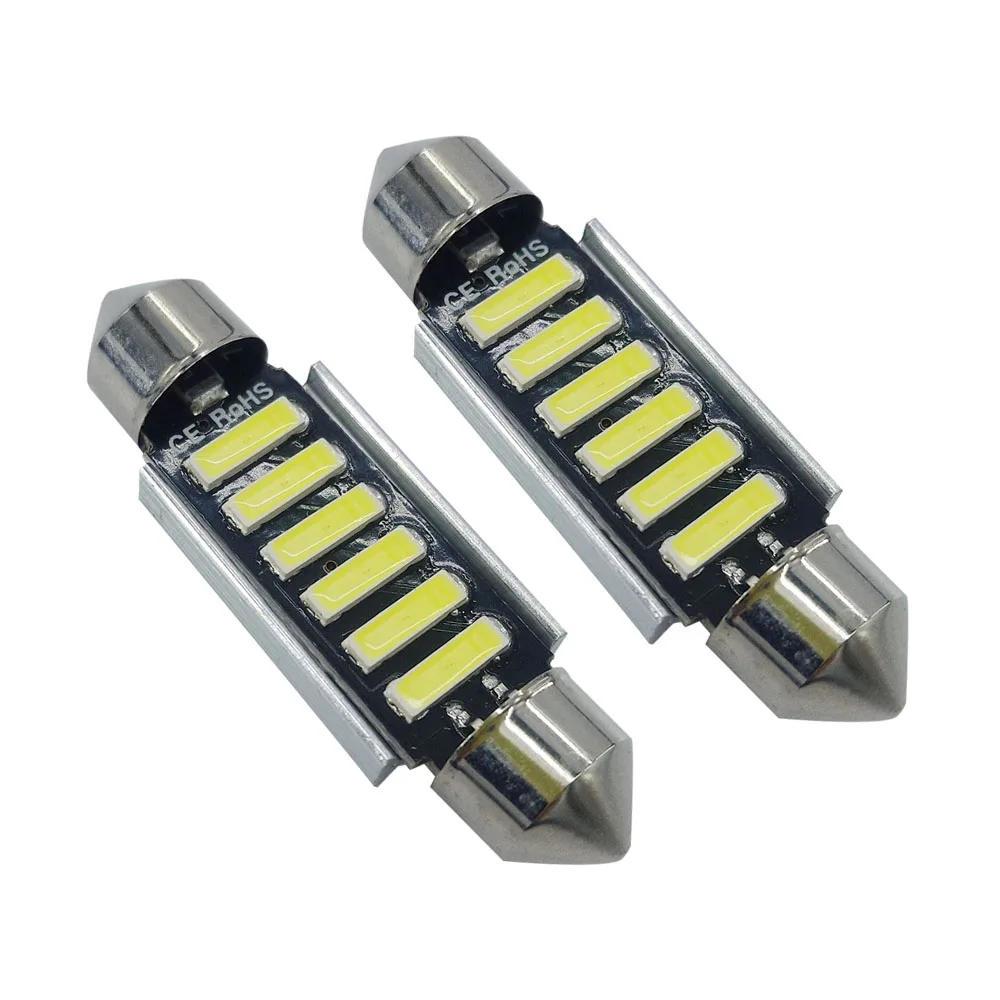 100 шт. C5W C10W 31 мм 36 39 41 7020 SMD 6 светодиодный Автомобильный фестон светильник Canbus