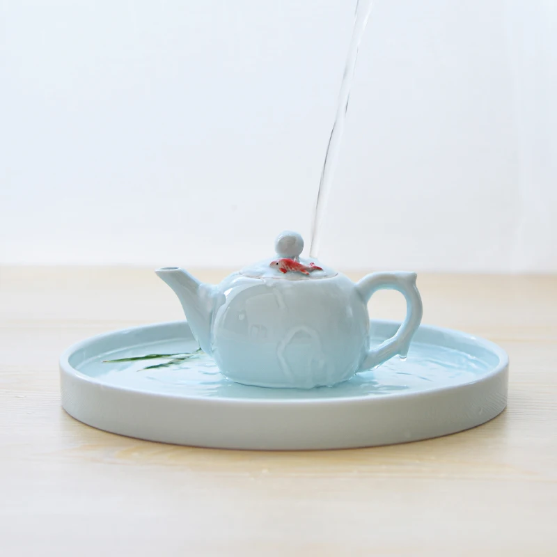 

Brief Ceramic Porcelain Solid Color Tea Tray Office Tea Ceremony Accessories Teacup Teapot Holder Fruit Dish Plate Round Saucers