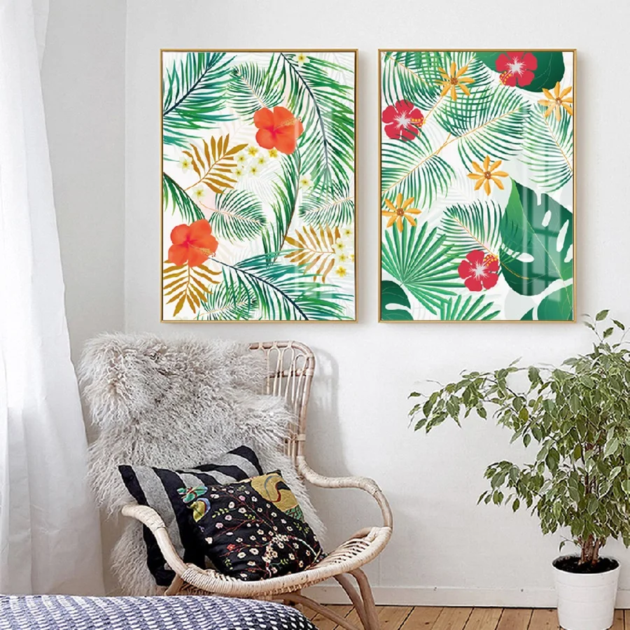 

Small Fresh Watercolor Plants and Flowers Nordic Poster Canvas Painting for Living Room Wall Art Poster Modern Home Decoration