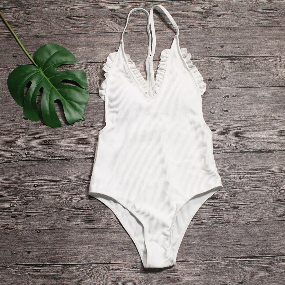 Глубокий v-образный купальник с высокими плавками Женский цельный женский