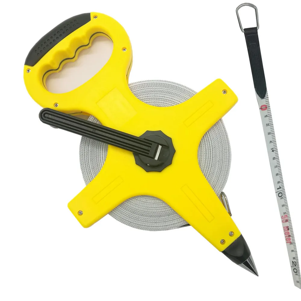 

50m(150FT) Tape Measure Open Reel Long Fiberglass Tape Measure Double Face Printing Metric Size For Construction Work